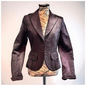 Zenobia 3-Piece Textured Blazer, Silk Camisole & Pleated Skirt Set– Size 6/4